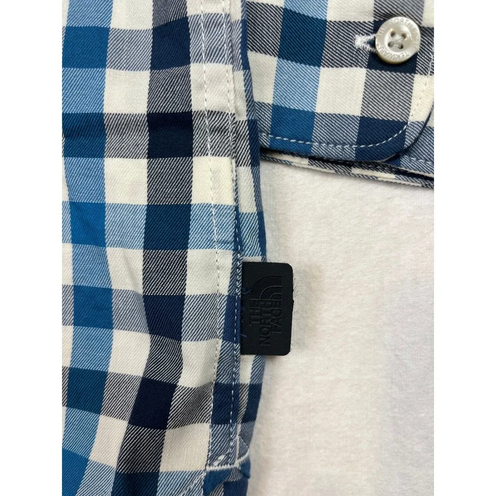 The North Face Mens Tekware Gingham Check Long Sleeve Button Down Shirt Blue XXL